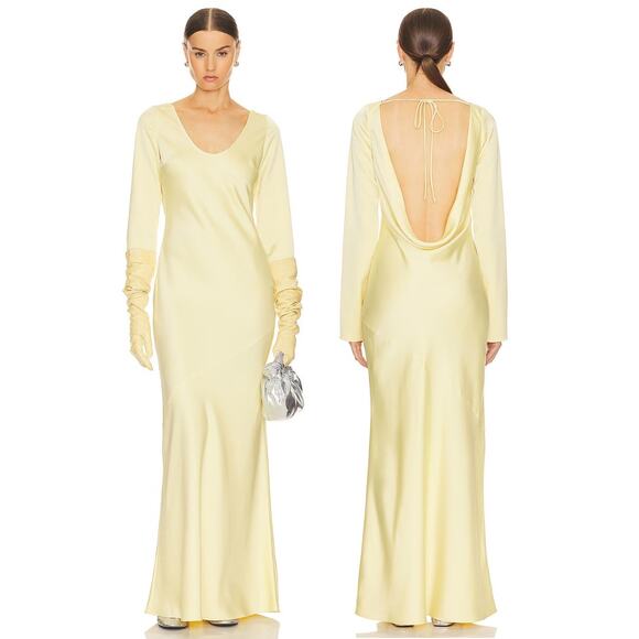 Helsa Angelica Backless Maxi Dress Satin Formal Wedding Evening  Party Guest XL - Picture 1 of 15